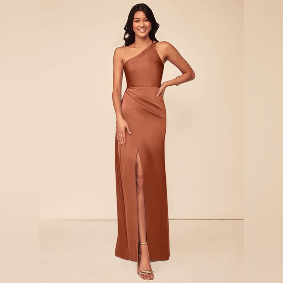 Azazie Dresses & Skirts - ♠️SOLD♠️ AZAZIE MARON A-Line Satin Floor-Length Prom Dress - Cedar Rose - NWT